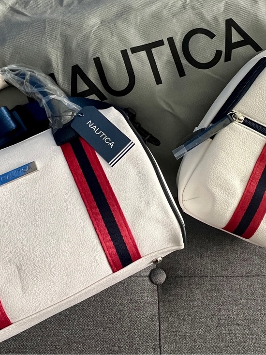 Nautica Other - Nautica White Belt Bag with Red & Navy Stripes
